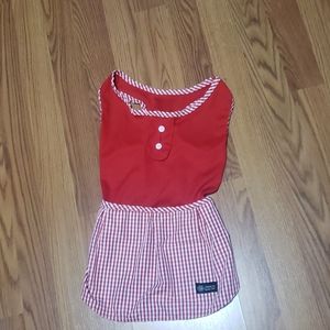 Dog puppy red checkered dress shirt L NWOT white